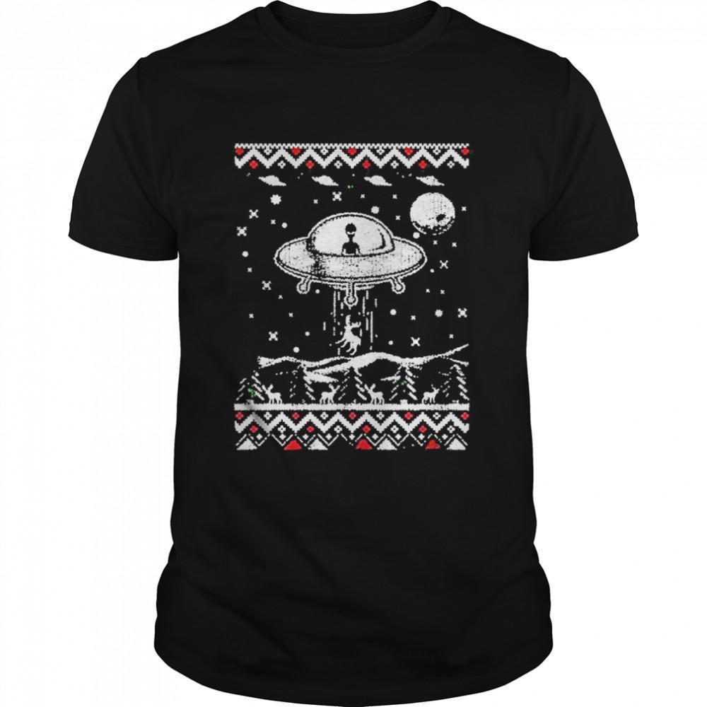 Ufo Alien Spaceship Ugly Christmas  Shirt